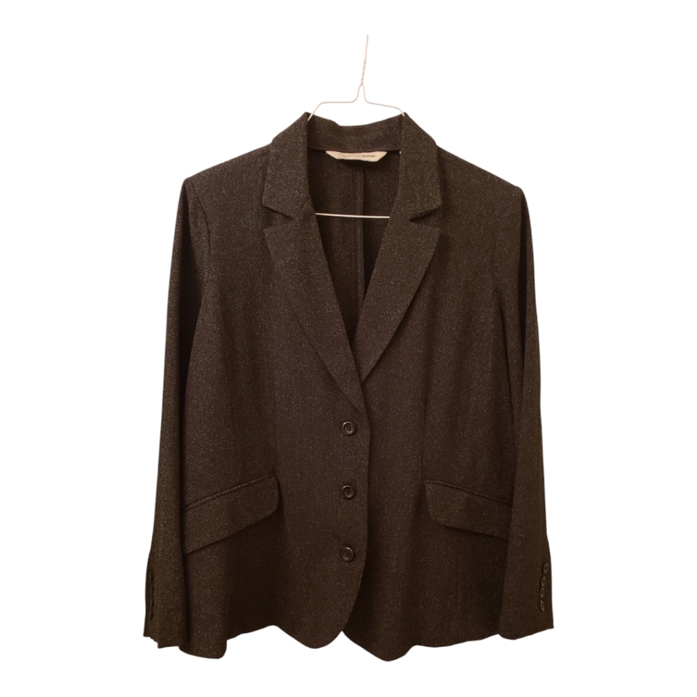 Avenue Plus Size Classic Charcoal Gray Blazer, Timeless Elegant Office Wear